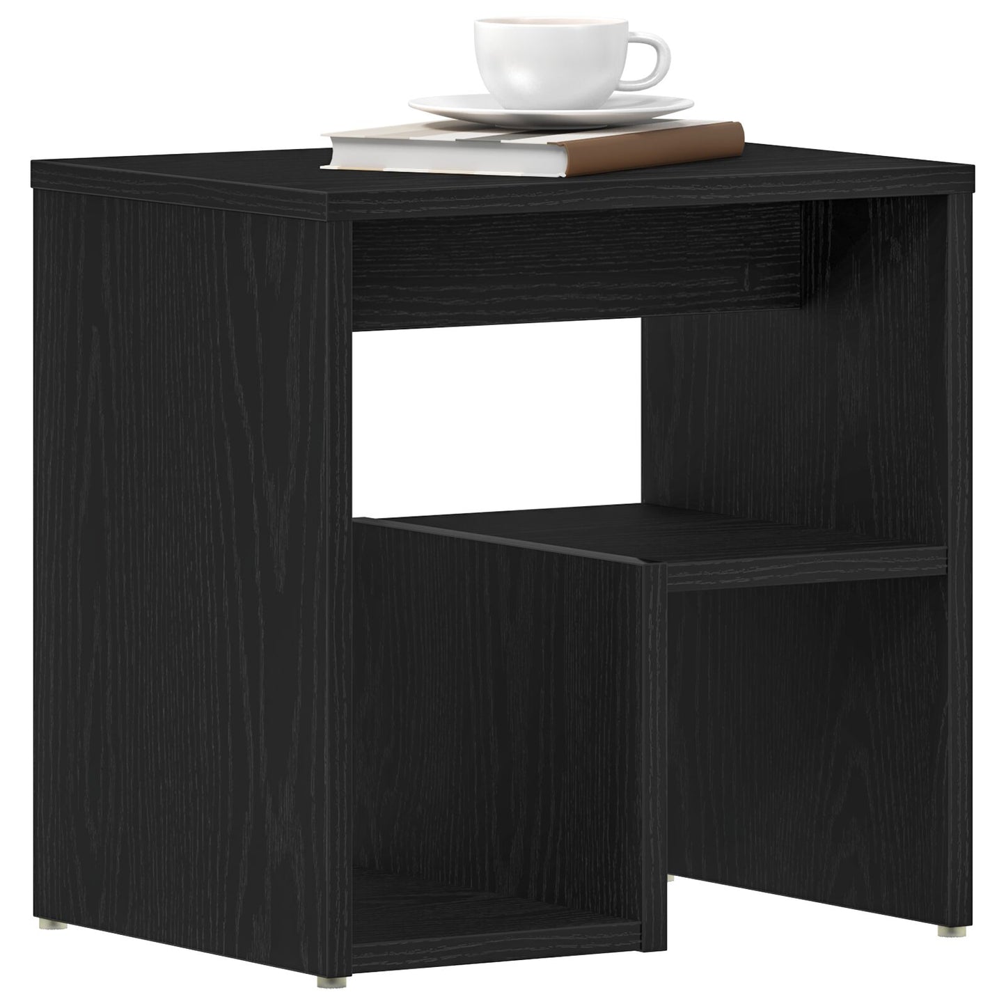 vidaXL Yöpöydät 2 kpl Musta Tammi 40x30x40 cm Teknisestä Puusta
