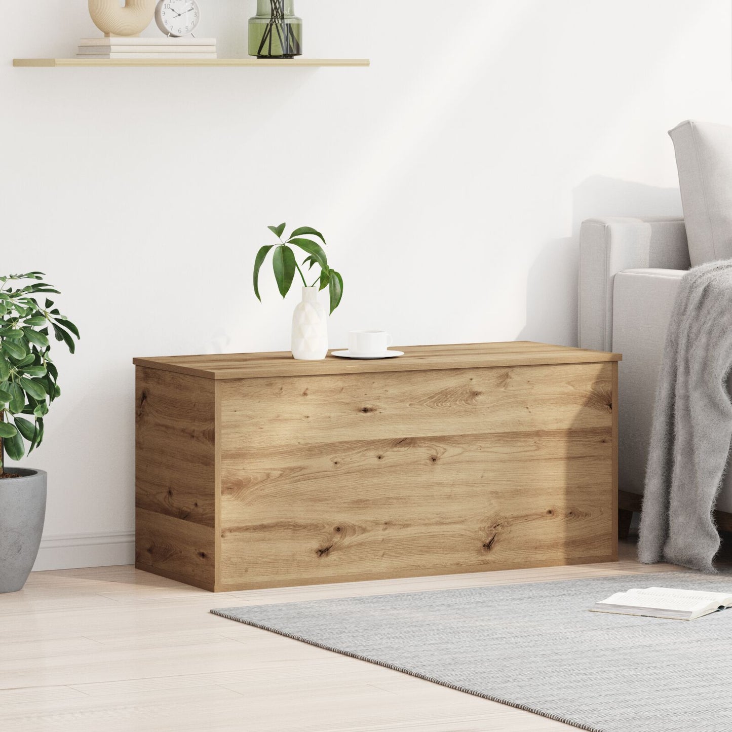 vidaXL Säilytyslaatikko kannella, Artisan Tammi 100x42x46 cm, Keinopuu