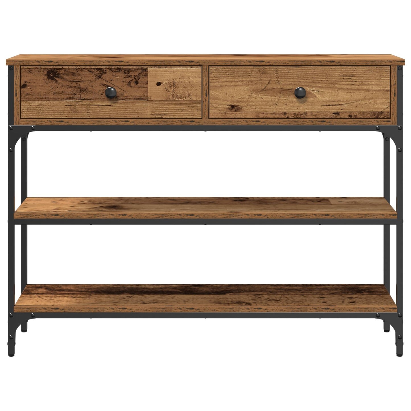 vidaXL Konsoli Pöytä Vanha Puu 100x25x75 cm Korkealuokkainen Puu ja Teräs