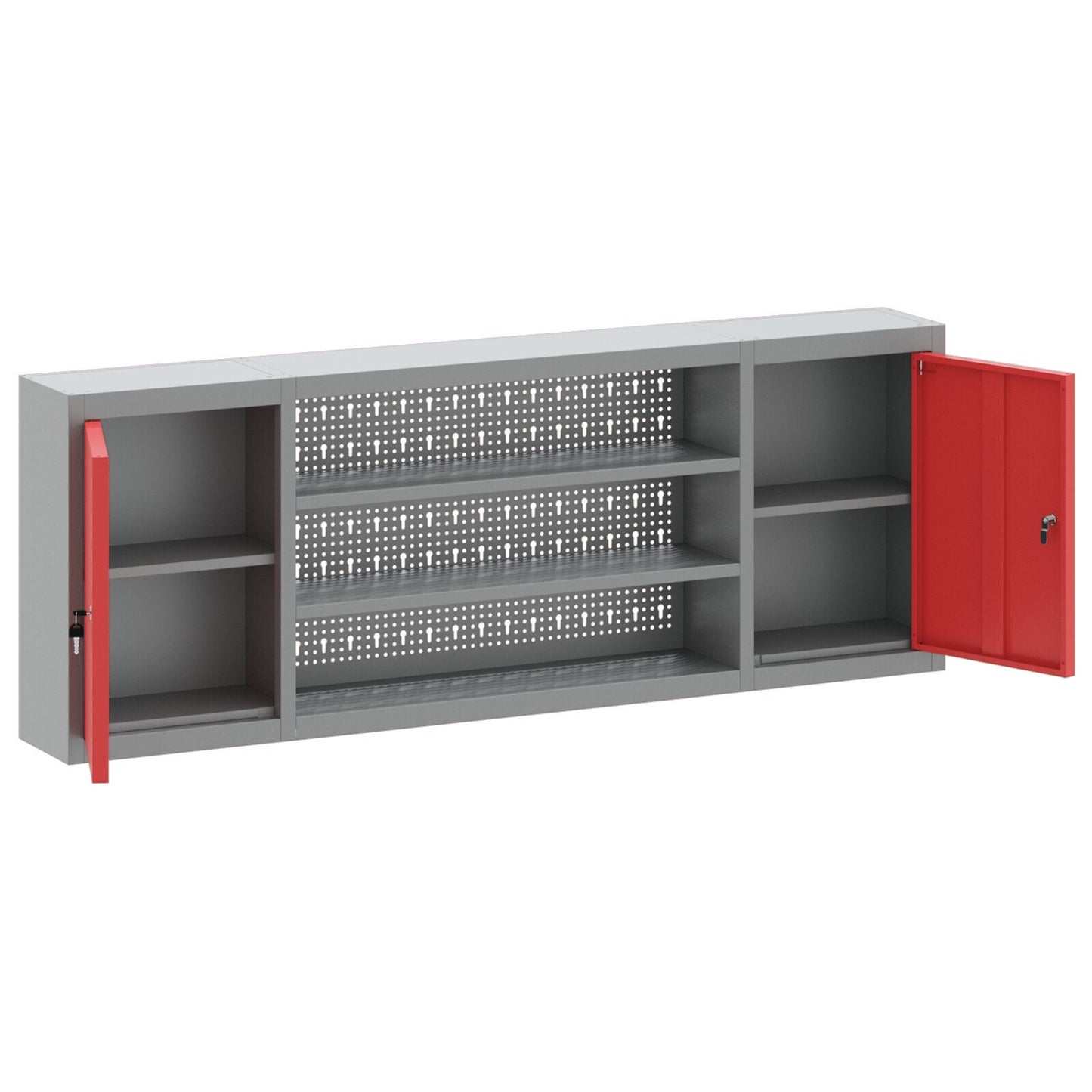 vidaXL Työkalu Kaappi Seinälle Kiinnitettävä Pidike Punainen 150x20x55 cm Teräs