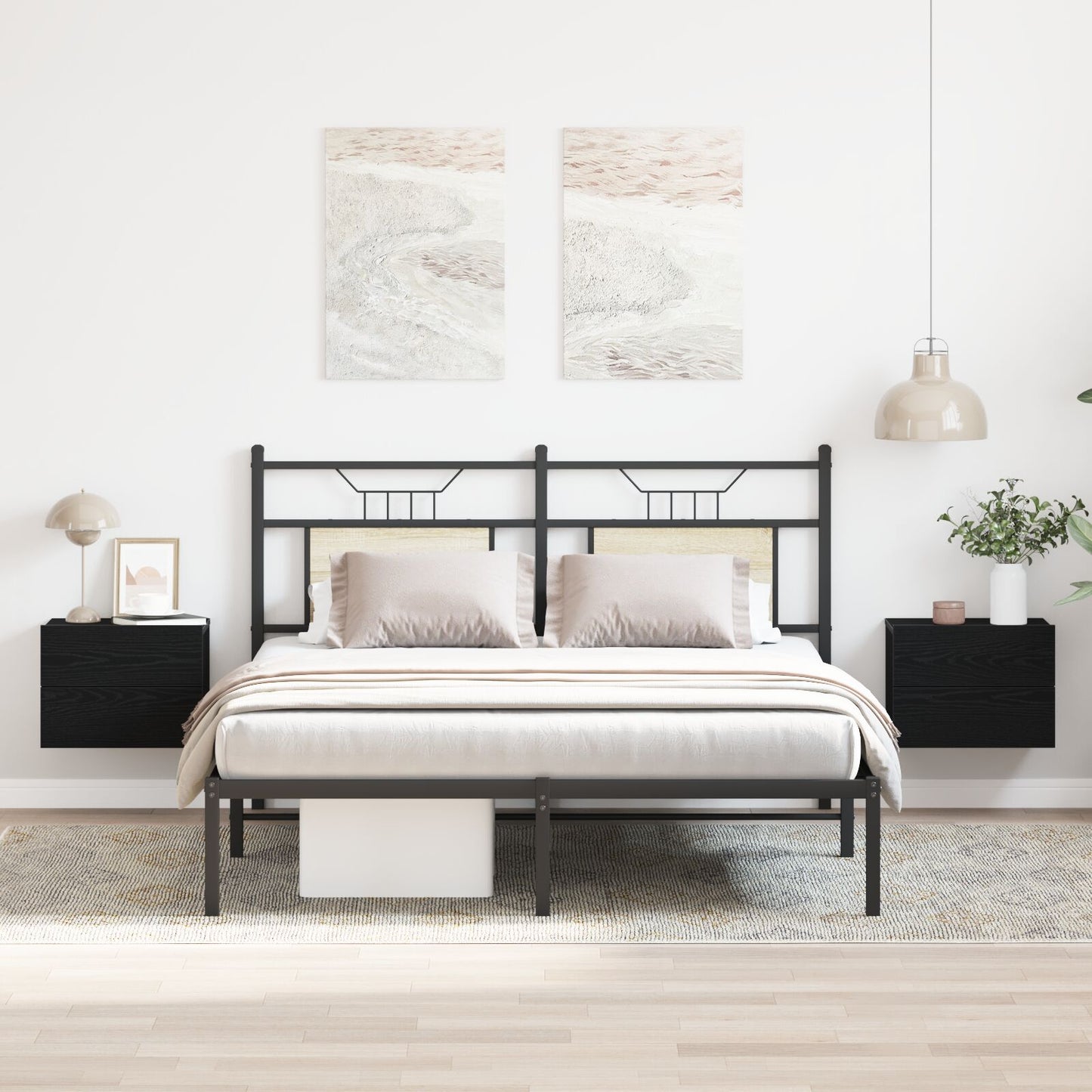 vidaXL Yöpöydät 2 kpl Musta Tammi 40x30x30 cm Tekninen puu