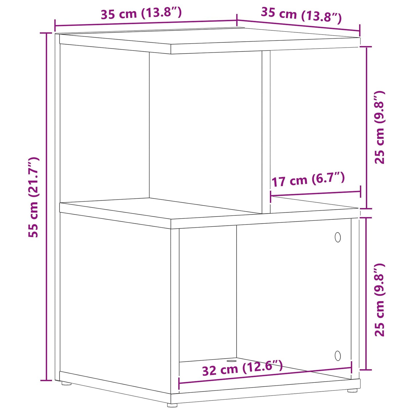 vidaXL Yöpöydät 2 kpl Musta Tammi 35x35x55 cm Keinotekoinen Puu