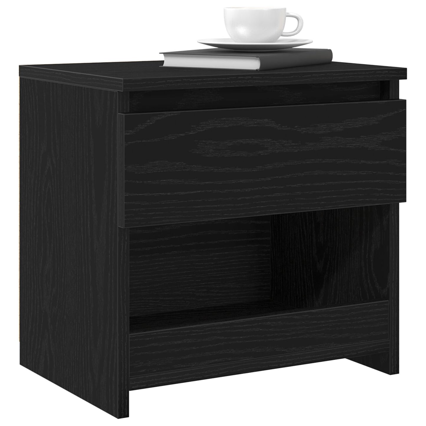 vidaXL Yöpöydät 2 kpl Musta Tammi 40x30x39 cm Tekninen Puu