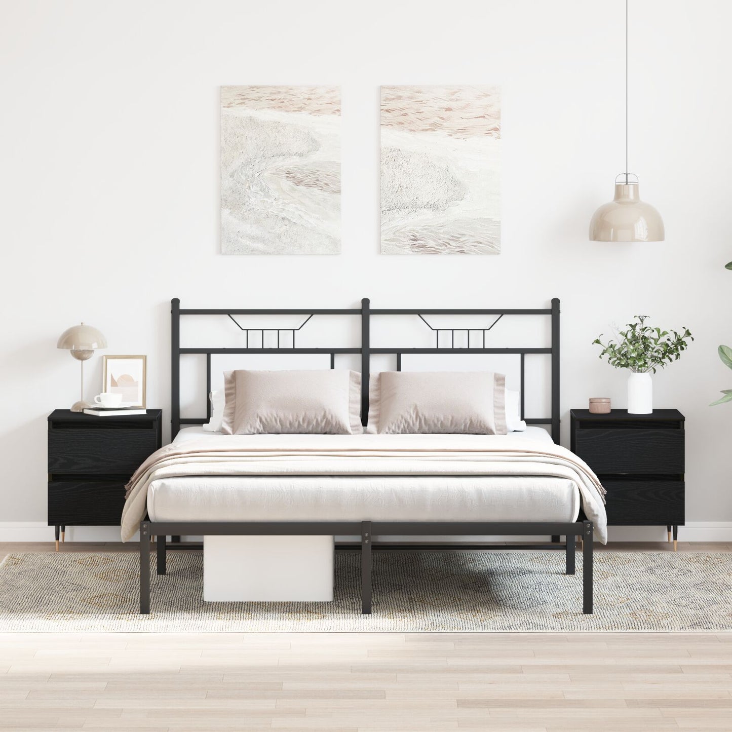 vidaXL Yöpöydät 2 kpl Musta Tammi 40x35x50 cm Keinotekoinen Puu