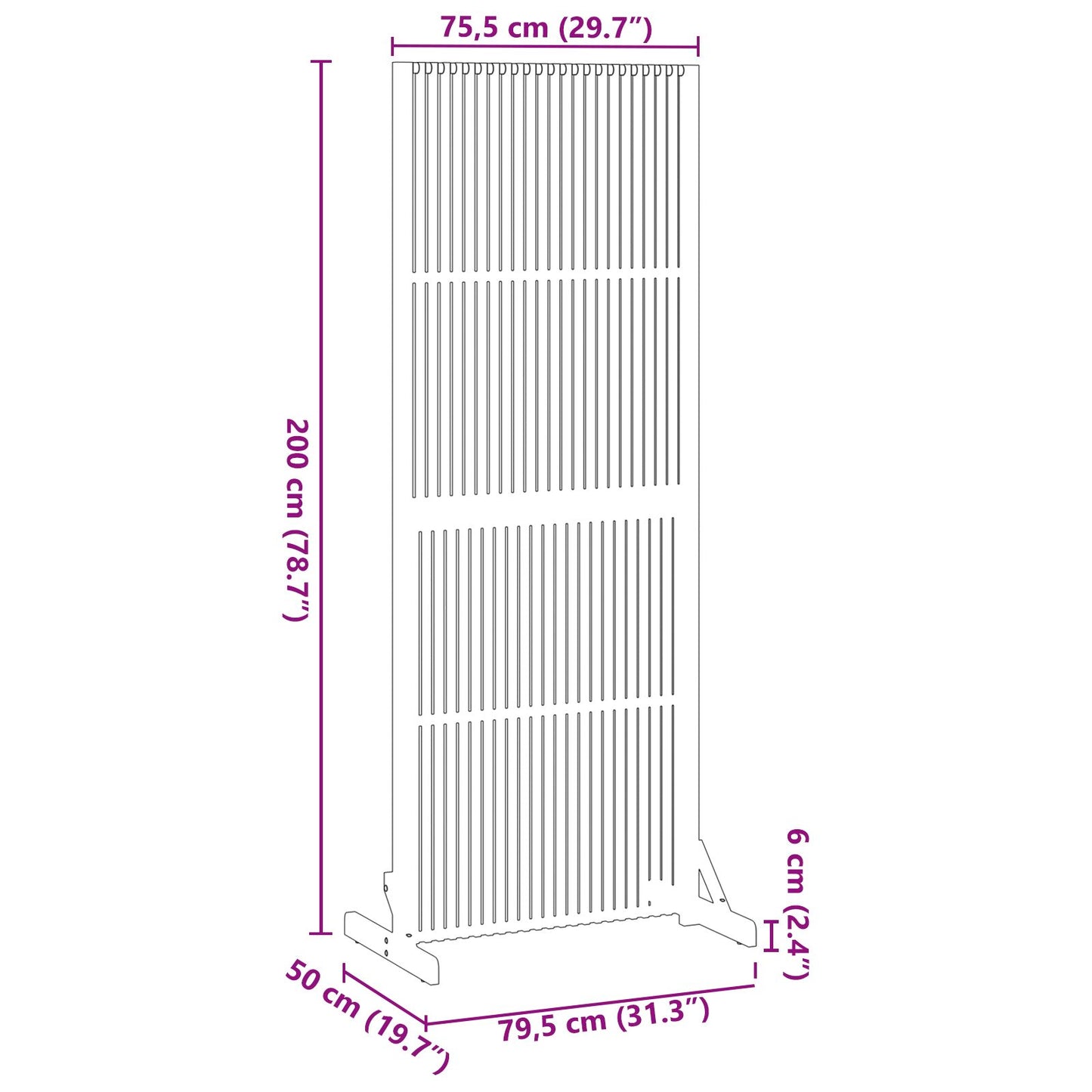 vidaXL Yksityisnäyttö Sisä-/Ulkokäyttöön 200 cm Kiinteä Akasiapuu