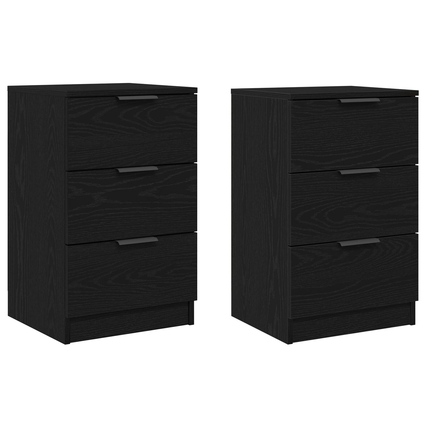 vidaXL Yöpöydät 2 kpl Musta Tammi 40x65x65 cm Teknistä puuta