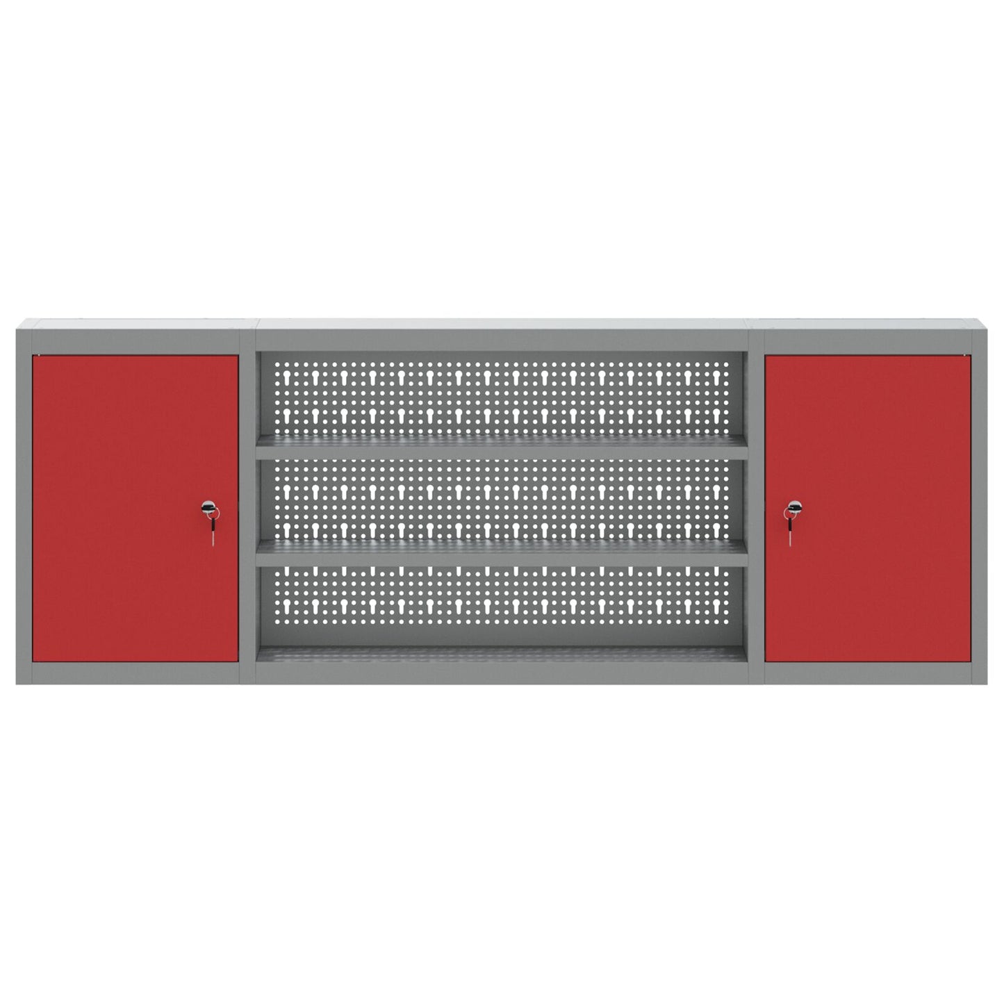 vidaXL Työkalu Kaappi Seinälle Kiinnitettävä Pidike Punainen 150x20x55 cm Teräs