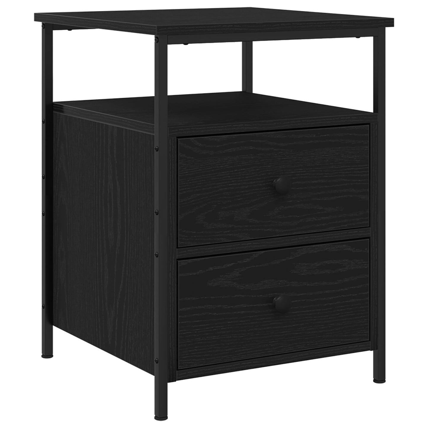 vidaXL Yöpöydät 2 kpl Musta Tammi 44x45x60 cm Tekninen Puu