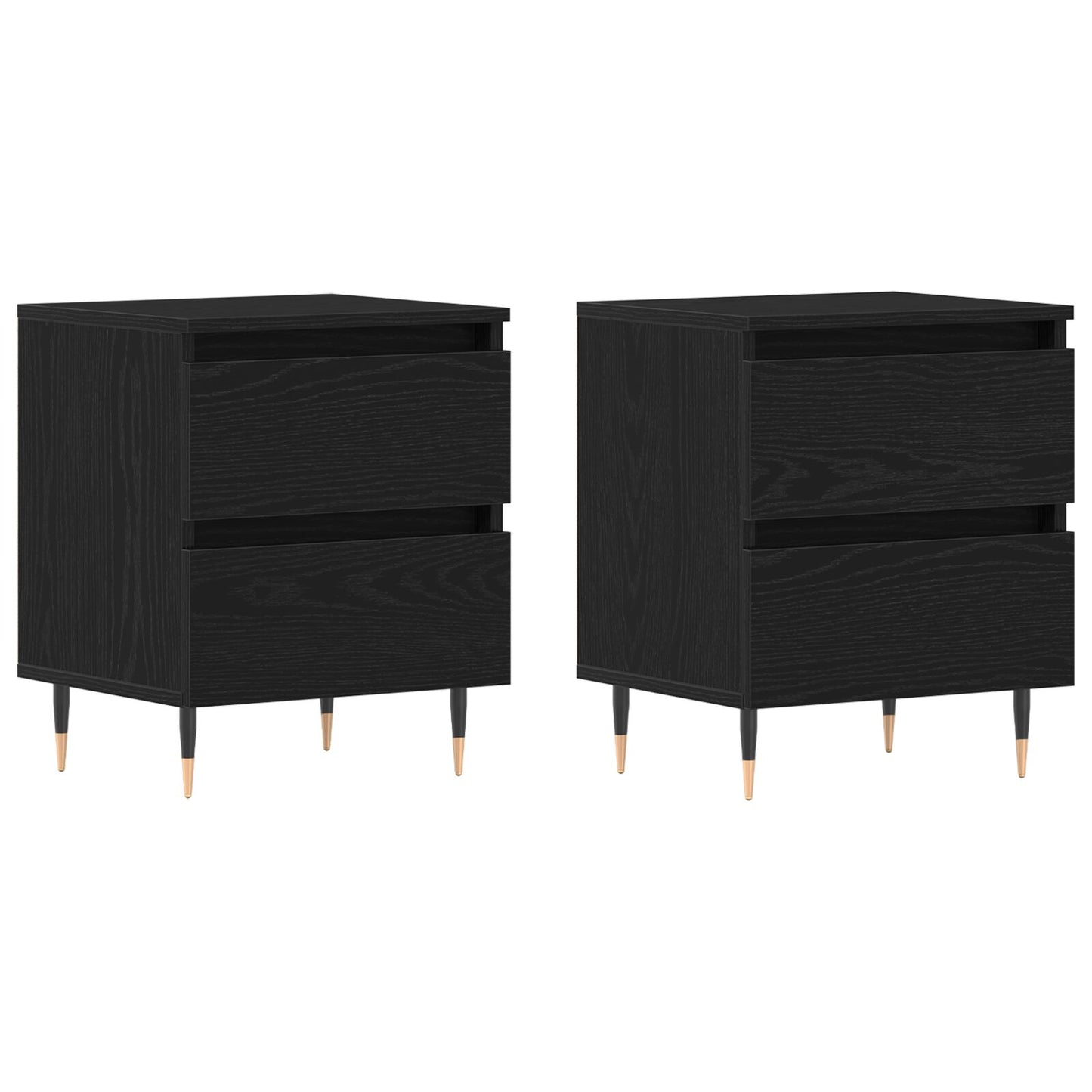vidaXL Yöpöydät 2 kpl Musta Tammi 40x35x50 cm Keinotekoinen Puu