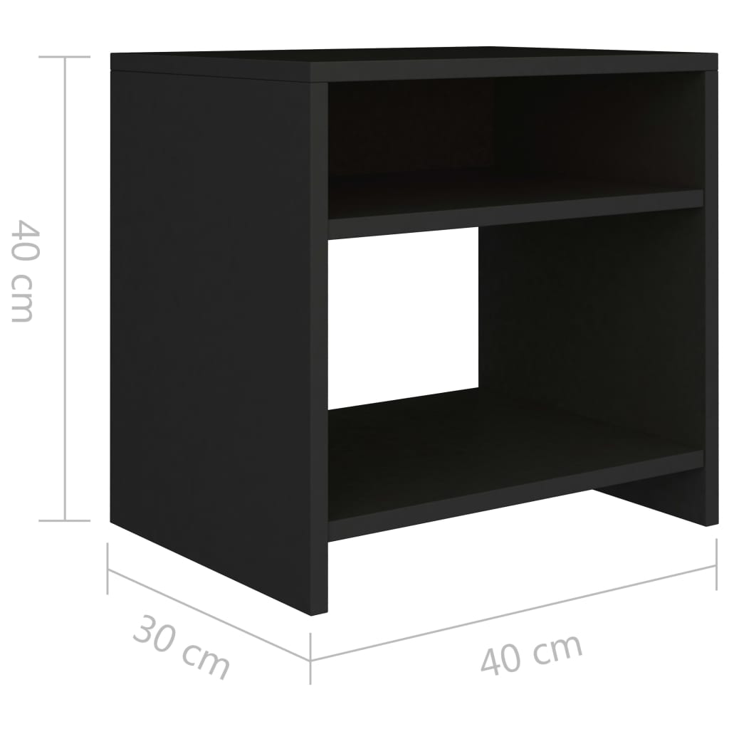 vidaXL Yöpöydät 2 kpl musta 40x30x40 cm tekninen puu