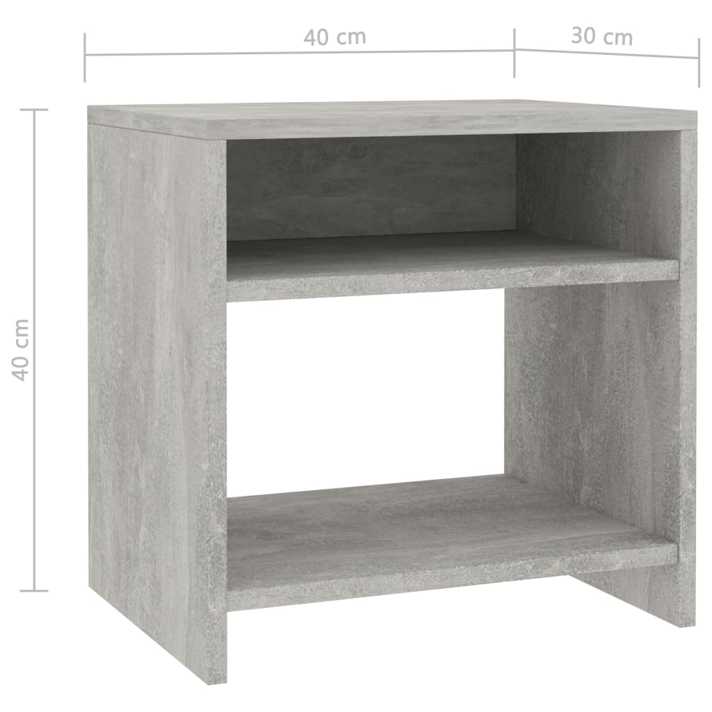 vidaXL Yöpöytä betoninharmaa 40x30x40 cm tekninen puu