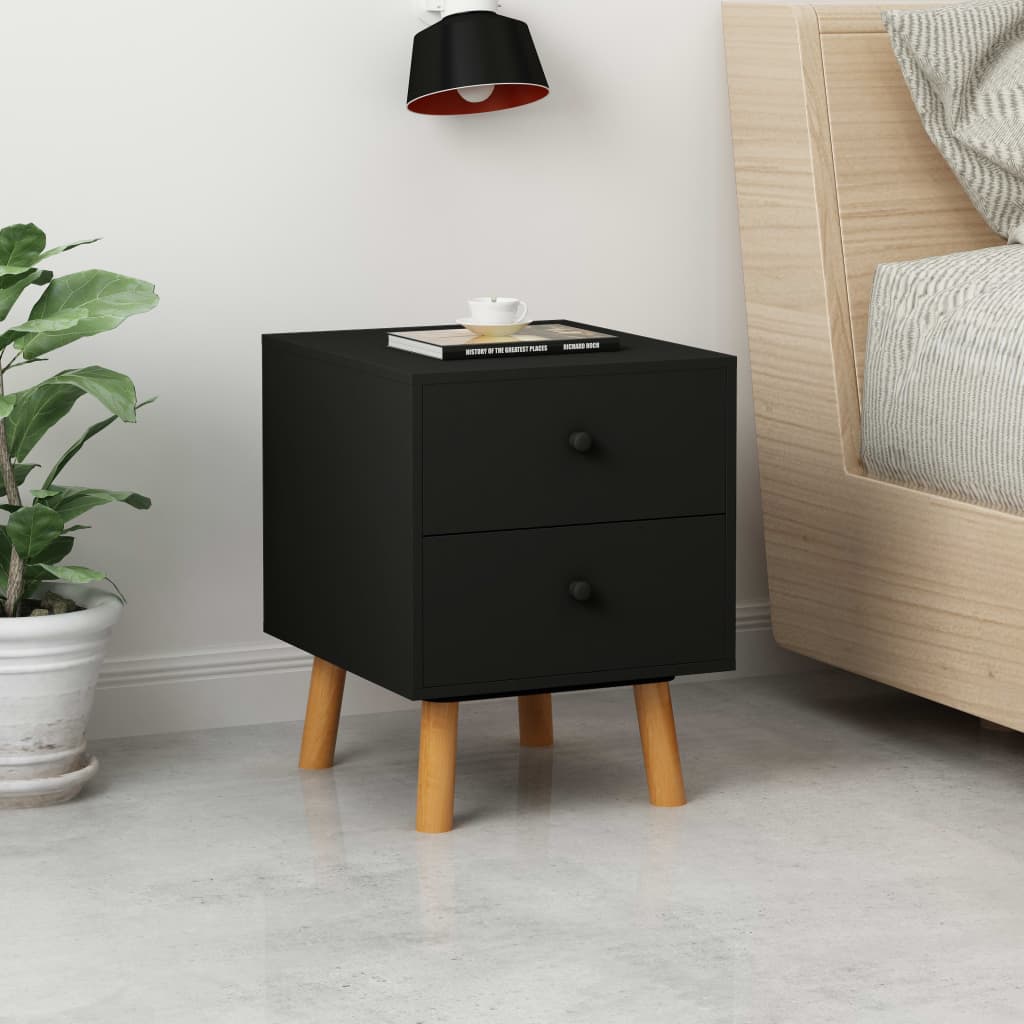 vidaXL Yöpöydät 2 kpl musta 40x30x50 cm täysi mänty