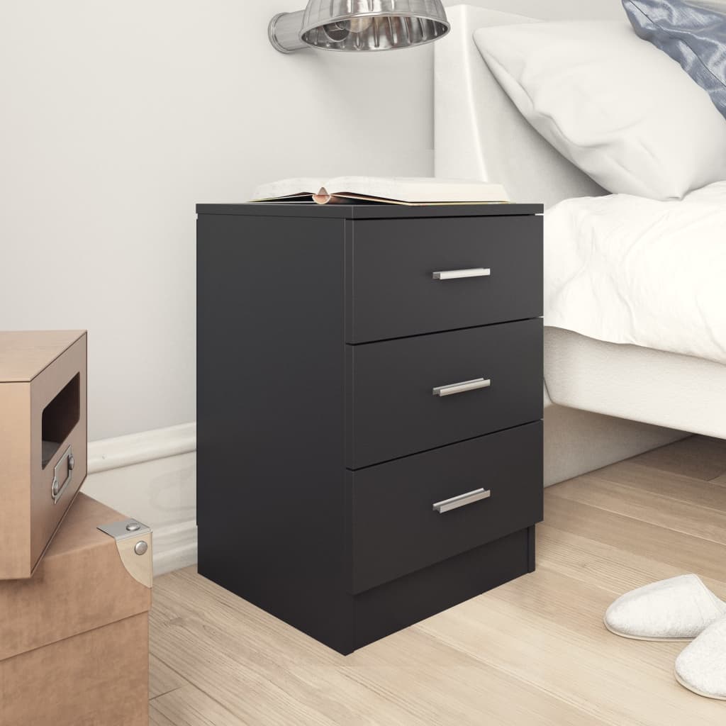 vidaXL Yöpöydät 2 kpl musta 38x35x56 cm tekninen puu