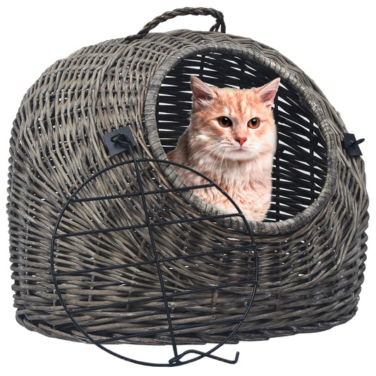 vidaXL Kissan kuljetuskori harmaa 50x42x40 cm luonnollinen paju