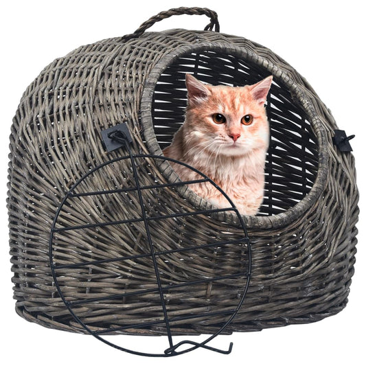 vidaXL Kissan kuljetuskori harmaa 60x45x45 cm luonnollinen paju
