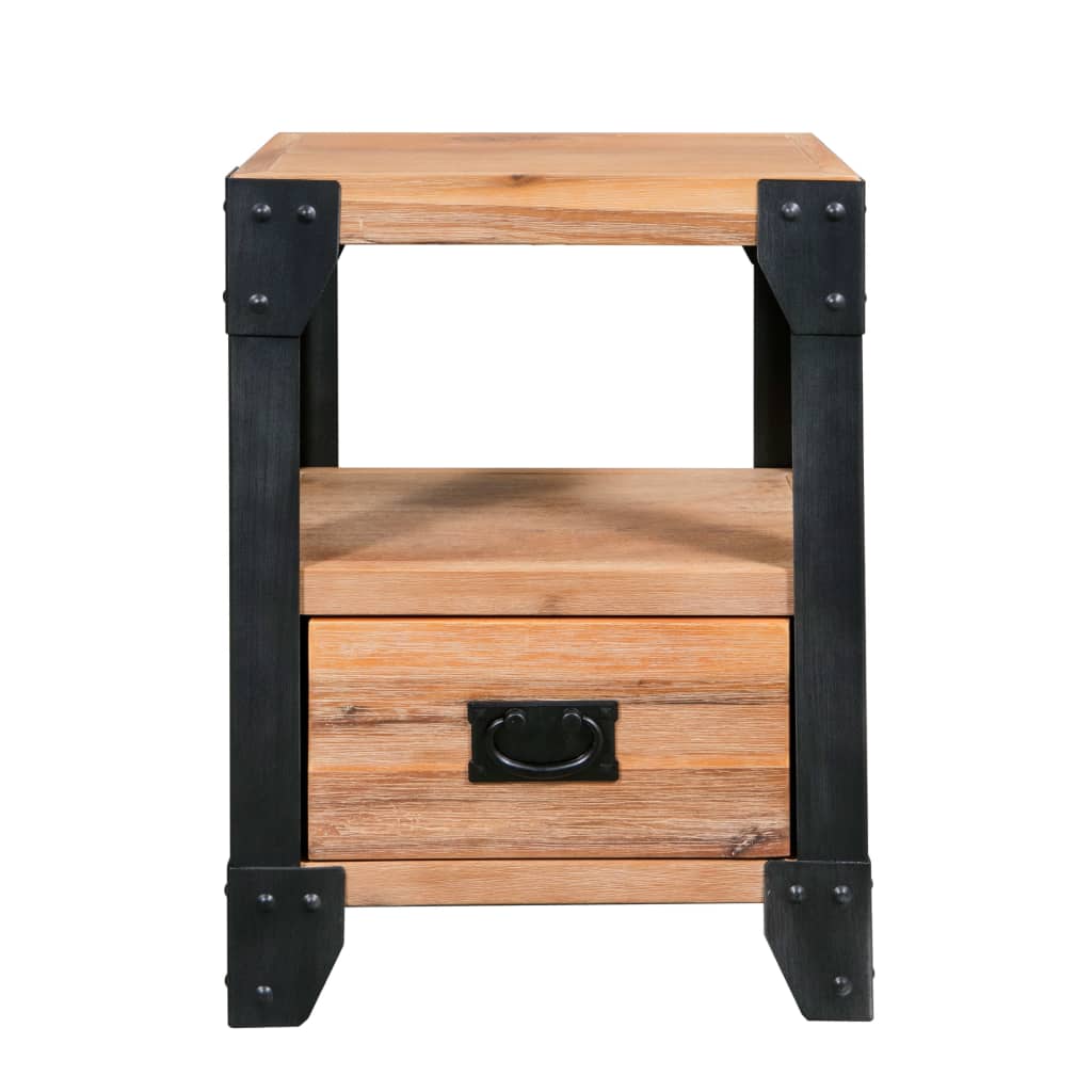 vidaXL Yöpöydät 2 kpl täysi akaasiapuu teräs 40x30x54 cm