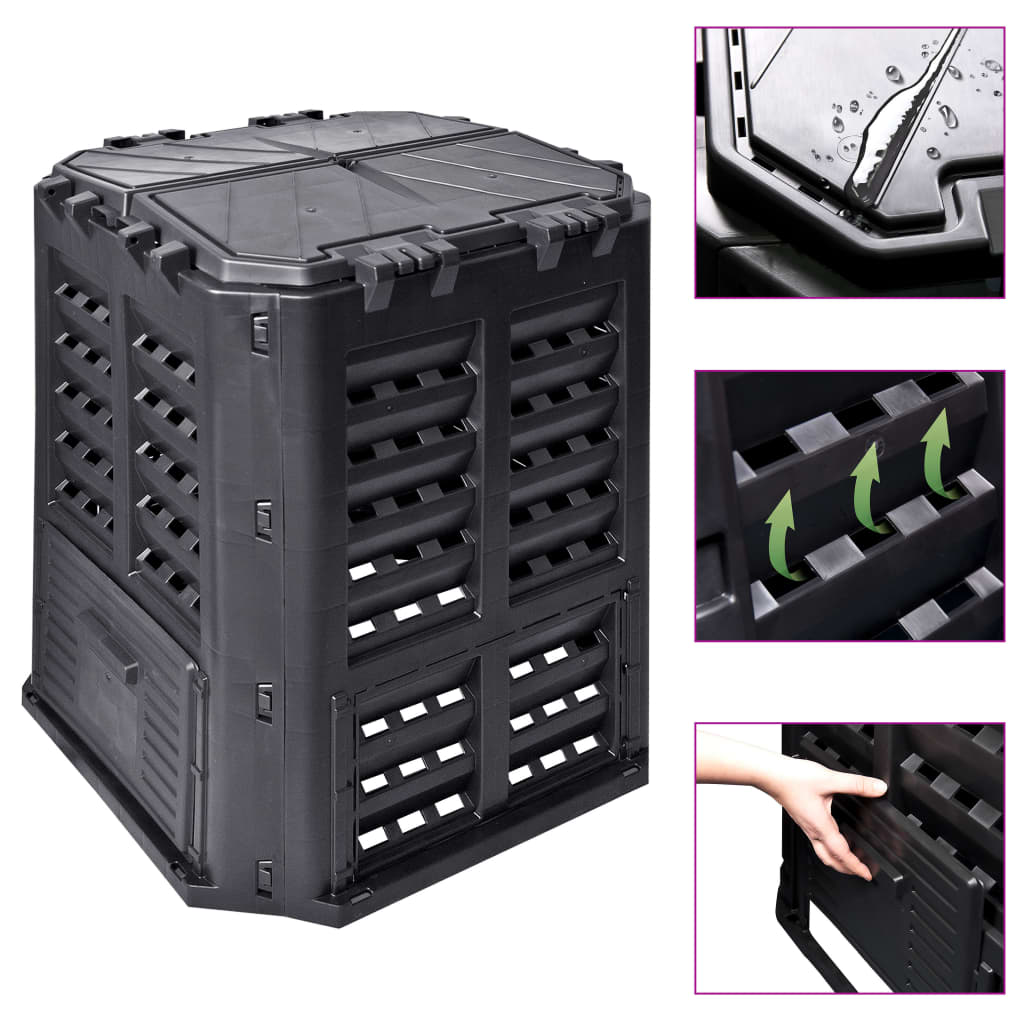 vidaXL Puutarhan kompostiastia musta 68,9x68,9x83,9 360 l