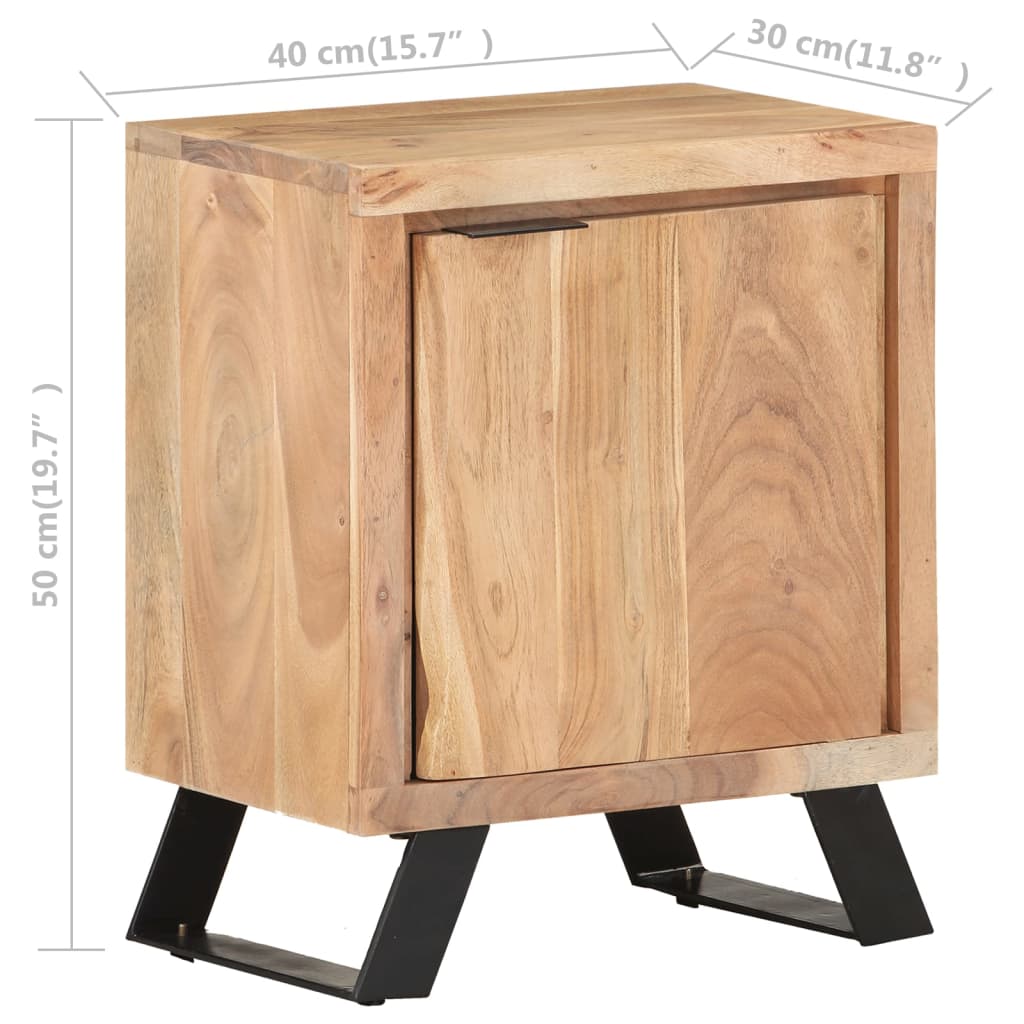 vidaXL Yöpöytä 40x30x50 cm täysi akaasiapuu luonnolliset puureunat