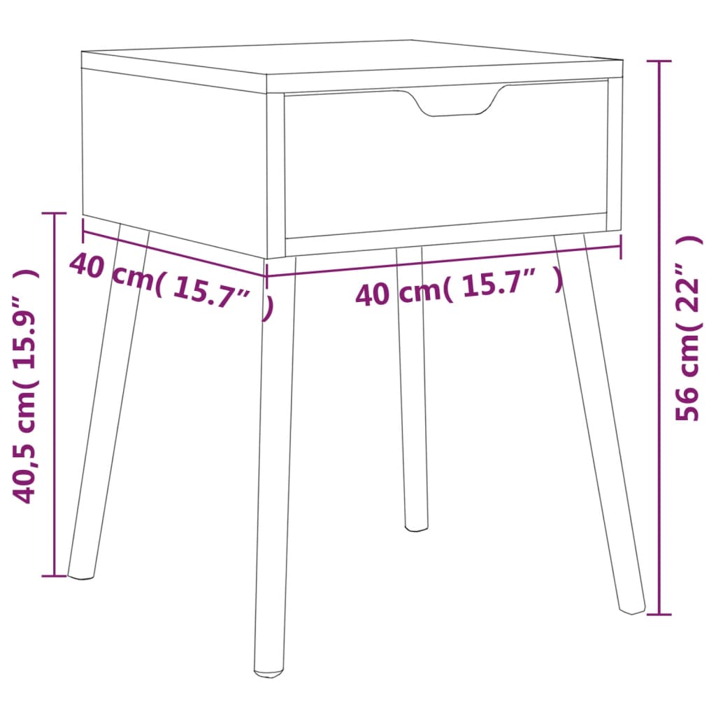 vidaXL Yöpöydät 2 kpl korkeakiilto musta 40x40x56 cm tekninen puu
