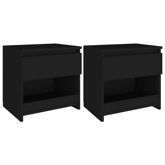 vidaXL Yöpöydät 2 kpl musta 40x30x39 cm tekninen puu