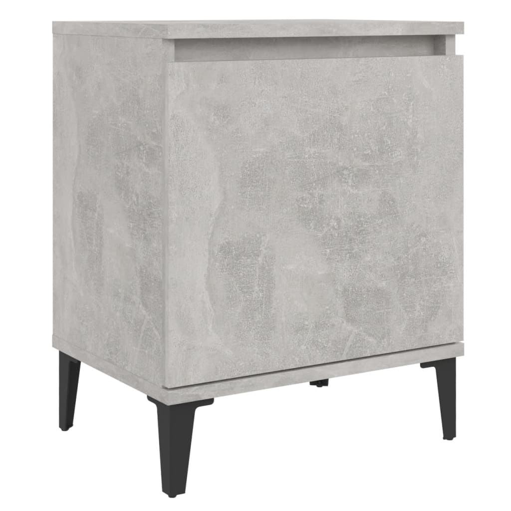 vidaXL Yöpöydät metallijaloilla betoninharmaa 40x30x50 cm