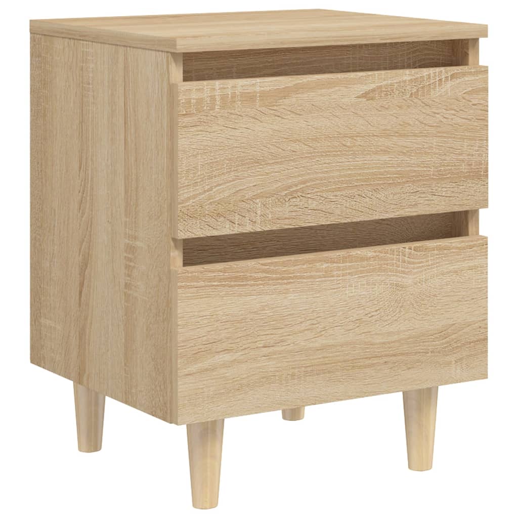 vidaXL Yöpöytä täysmäntyiset jalat Sonoma tammi 40x35x50cm