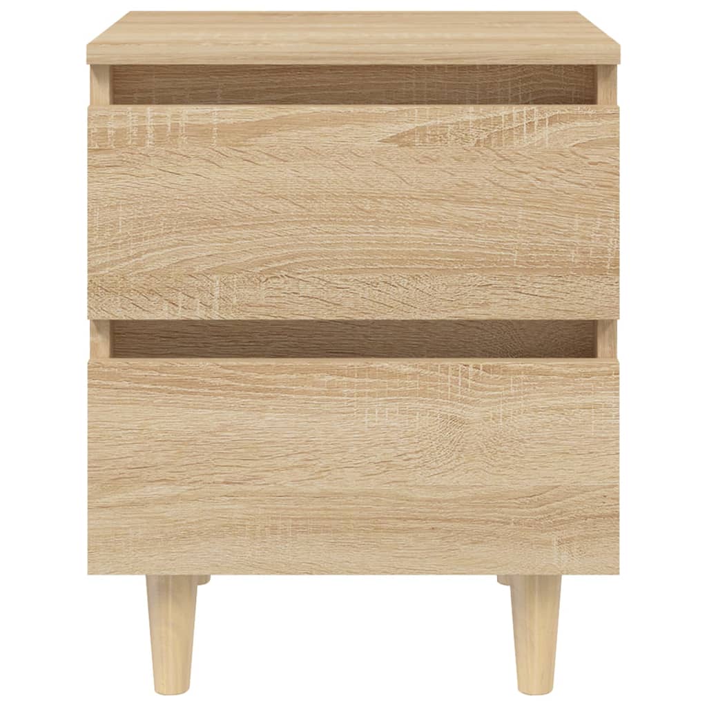 vidaXL Yöpöytä täysmäntyiset jalat Sonoma tammi 40x35x50cm