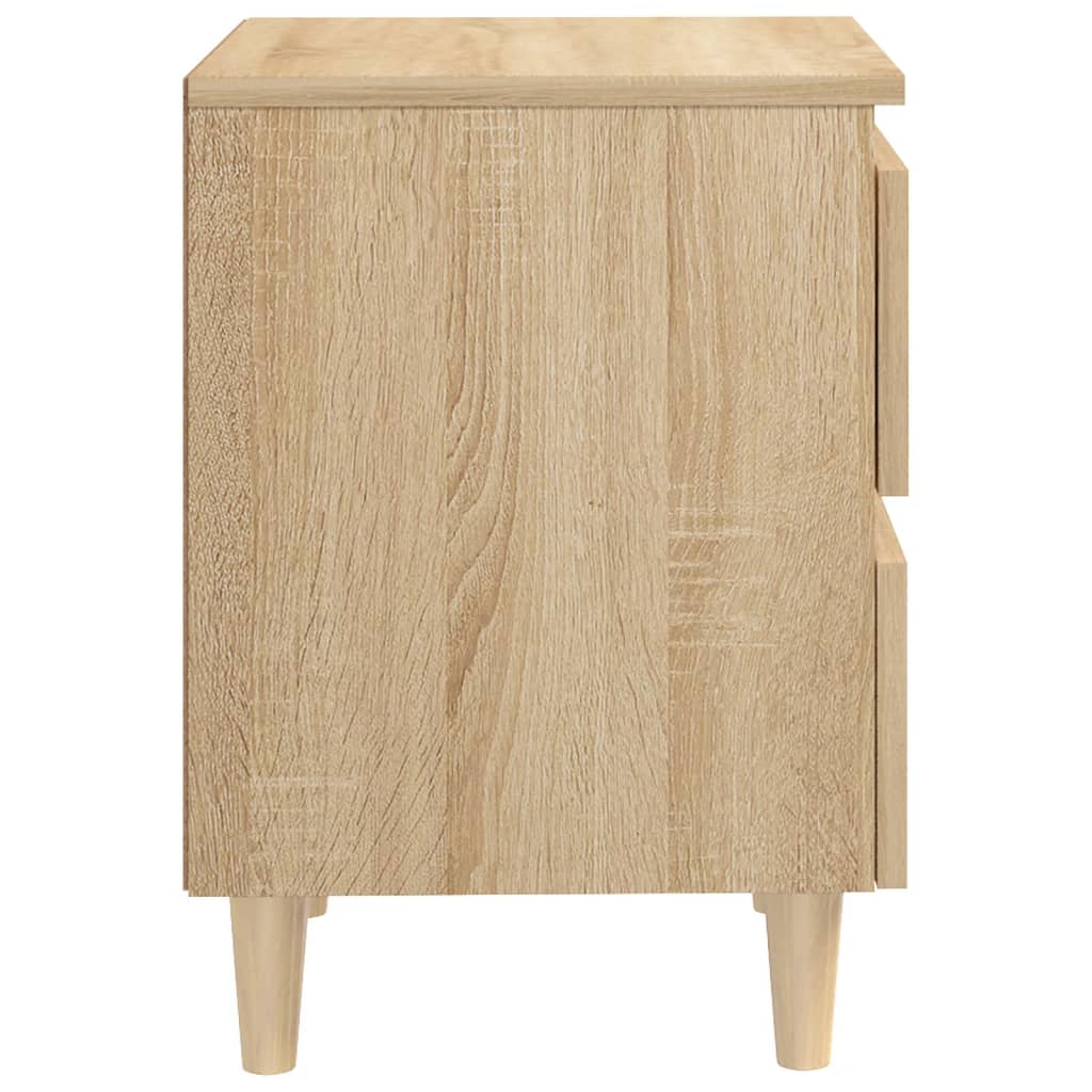 vidaXL Yöpöytä täysmäntyiset jalat Sonoma tammi 40x35x50cm