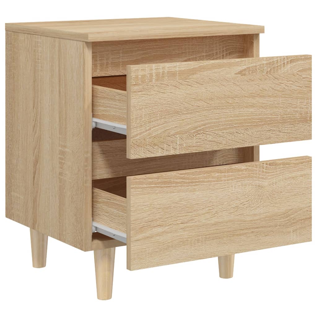 vidaXL Yöpöytä täysmäntyiset jalat Sonoma tammi 40x35x50cm