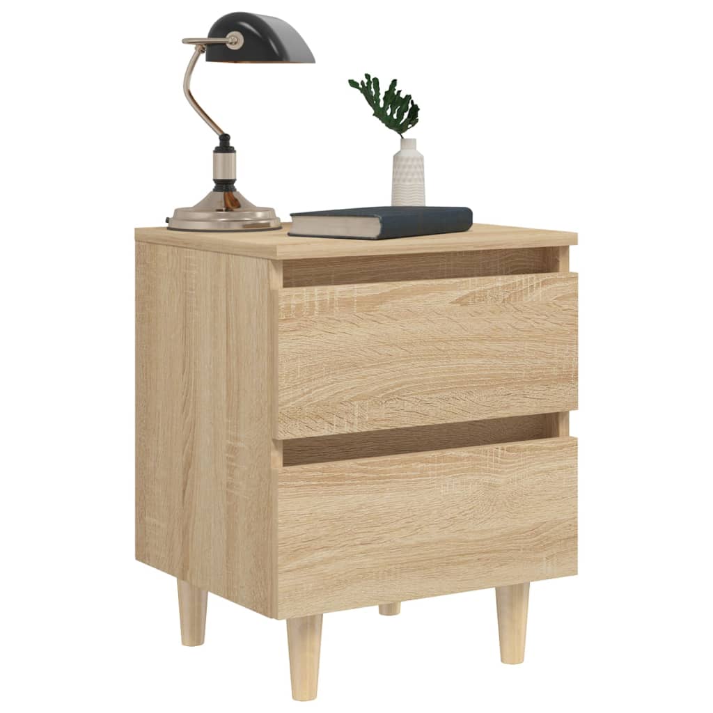 vidaXL Yöpöytä täysmäntyiset jalat Sonoma tammi 40x35x50cm