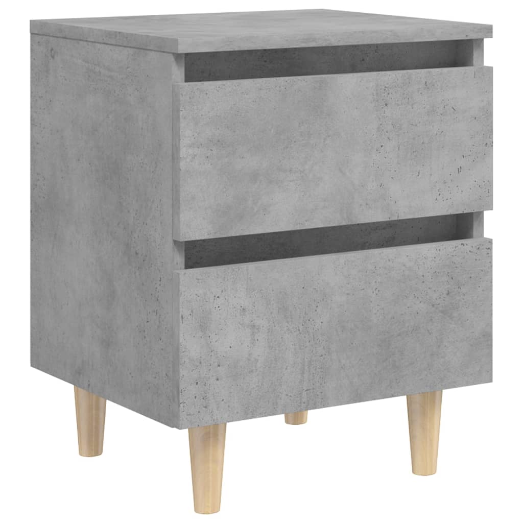 vidaXL Yöpöydät täysmäntyiset jalat 2 kpl betoninharmaa 40x35x50 cm