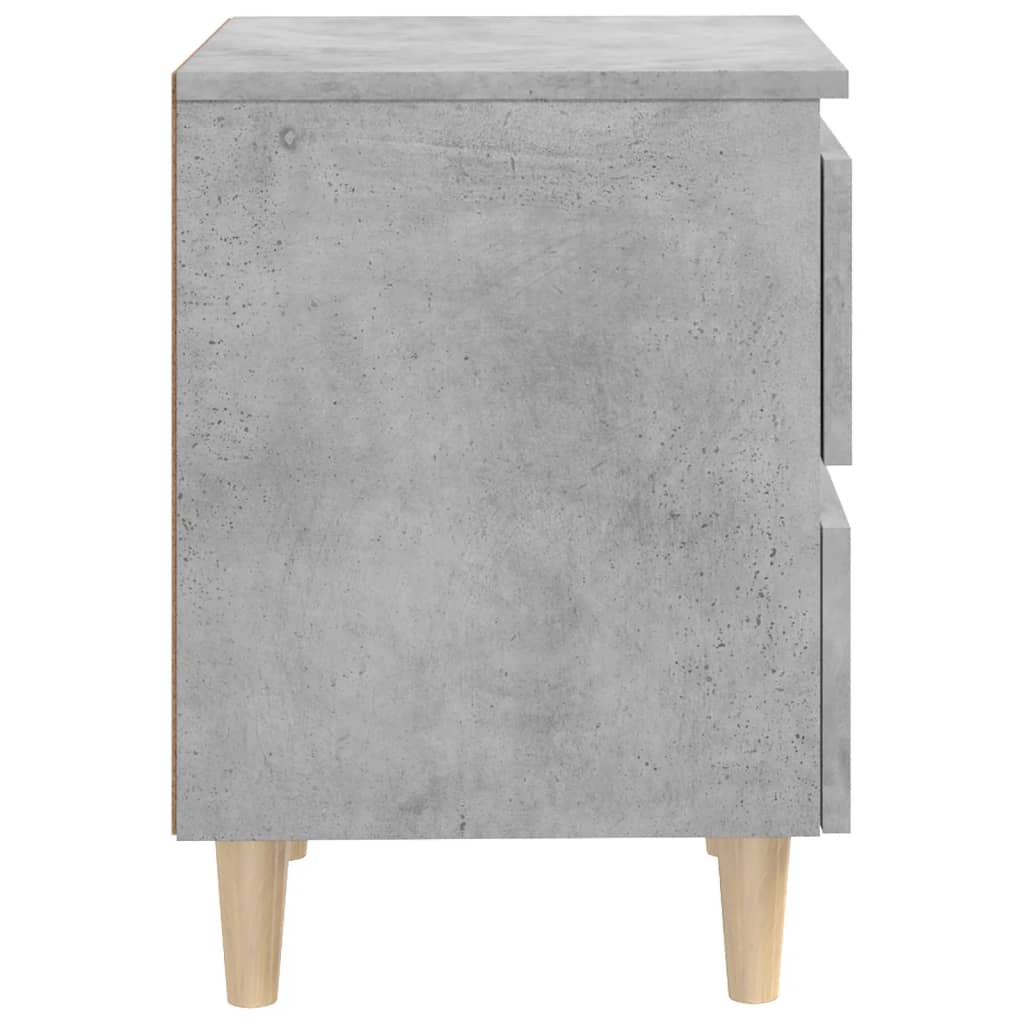 vidaXL Yöpöydät täysmäntyiset jalat 2 kpl betoninharmaa 40x35x50 cm