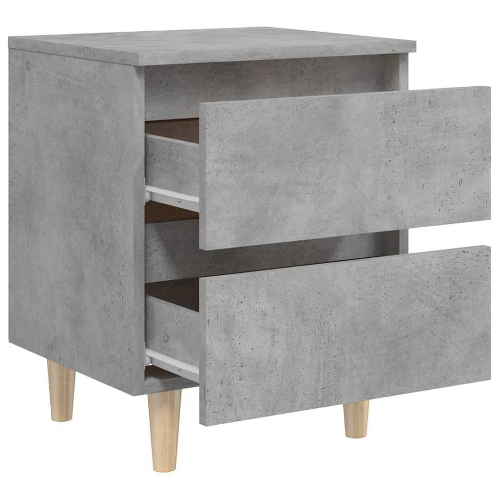 vidaXL Yöpöydät täysmäntyiset jalat 2 kpl betoninharmaa 40x35x50 cm