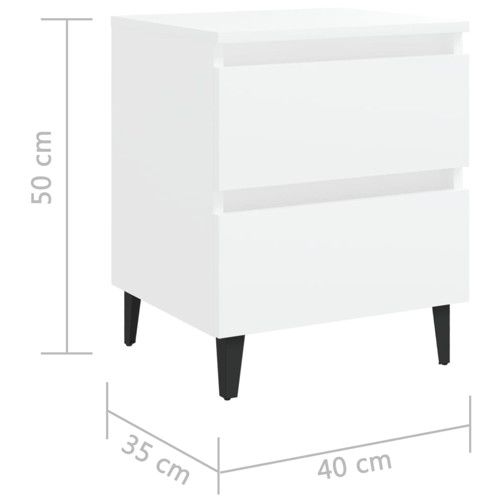 vidaXL Yöpöydät 2 kpl valkoinen 40x35x50 cm tekninen puu