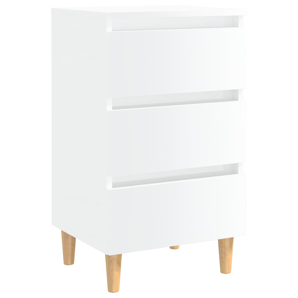 vidaXL Yöpöydät puiset jalat 2 kpl korkeakiilto valkoinen 40x35x69cm