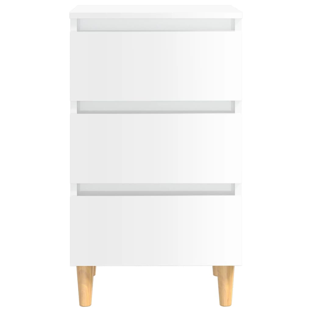 vidaXL Yöpöydät puiset jalat 2 kpl korkeakiilto valkoinen 40x35x69cm