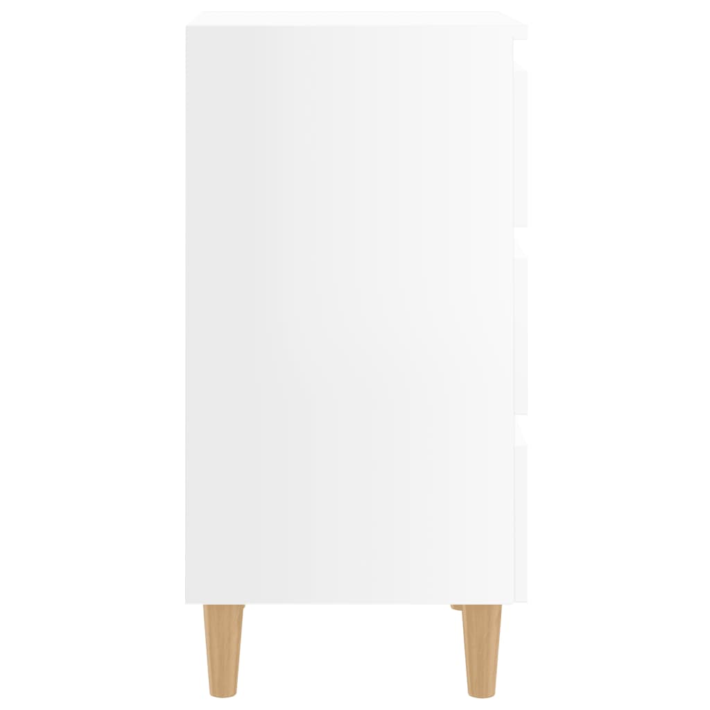 vidaXL Yöpöydät puiset jalat 2 kpl korkeakiilto valkoinen 40x35x69cm