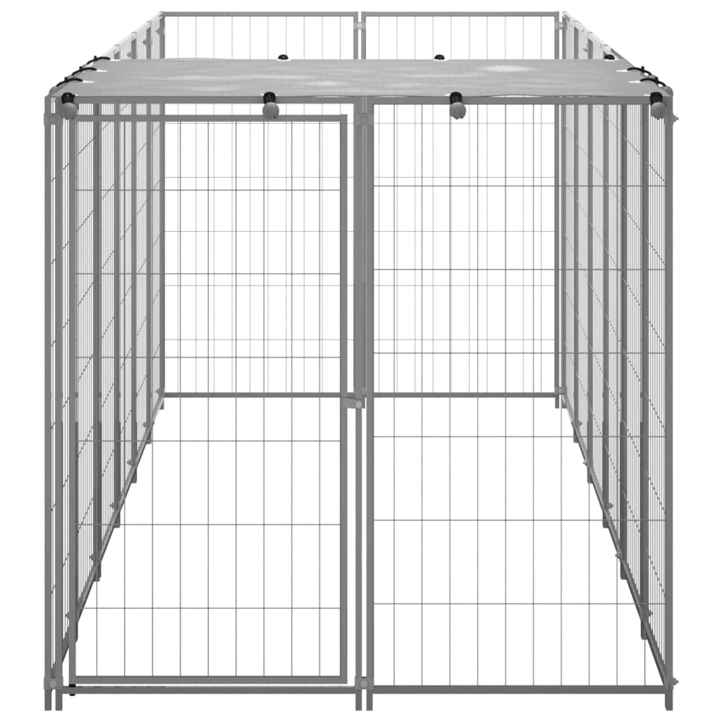 vidaXL Koiranhäkki hopea 330x110x110 cm teräs