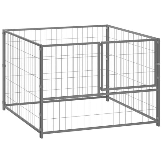 vidaXL Koiranhäkki hopea 100x100x70 cm teräs