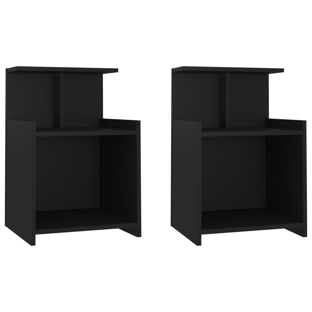 vidaXL Yöpöydät 2 kpl musta 40x35x60 cm tekninen puu