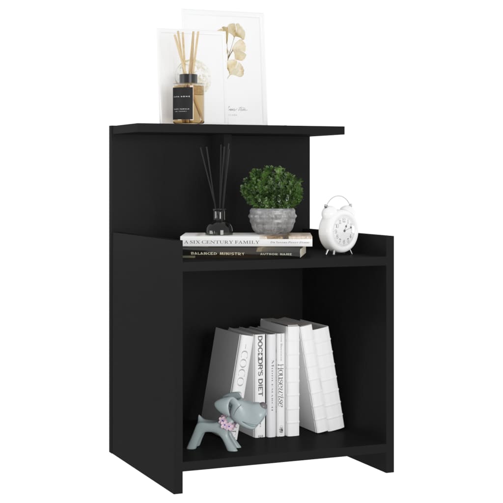 vidaXL Yöpöydät 2 kpl musta 40x35x60 cm tekninen puu