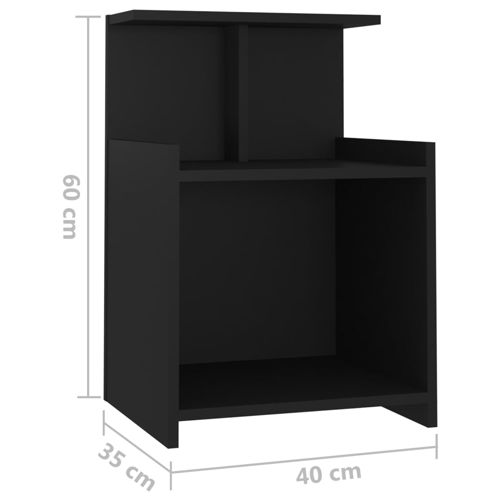 vidaXL Yöpöydät 2 kpl musta 40x35x60 cm tekninen puu