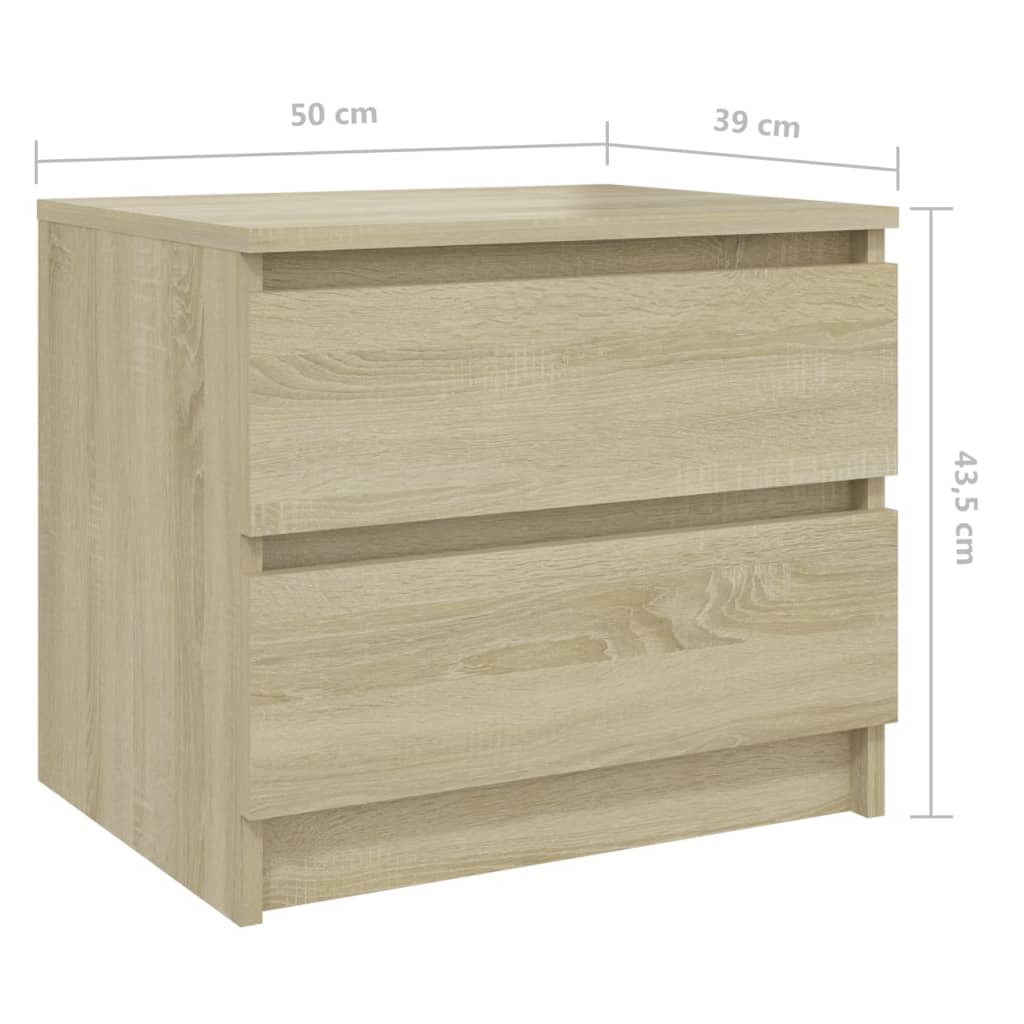 vidaXL Yöpöydät 2 kpl Sonoma-tammi 50x39x43,5 cm tekninen puu