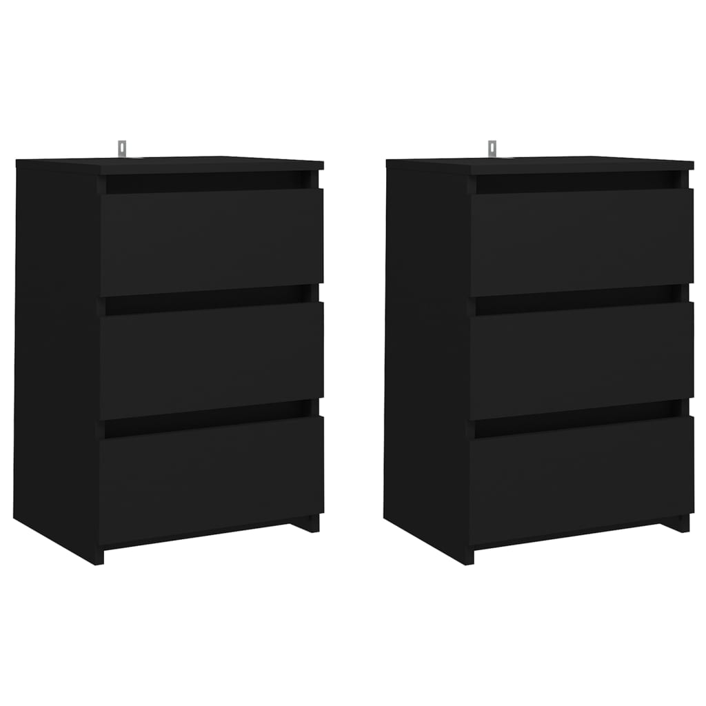 vidaXL Yöpöydät 2 kpl musta 40x35x62,5 cm tekninen puu