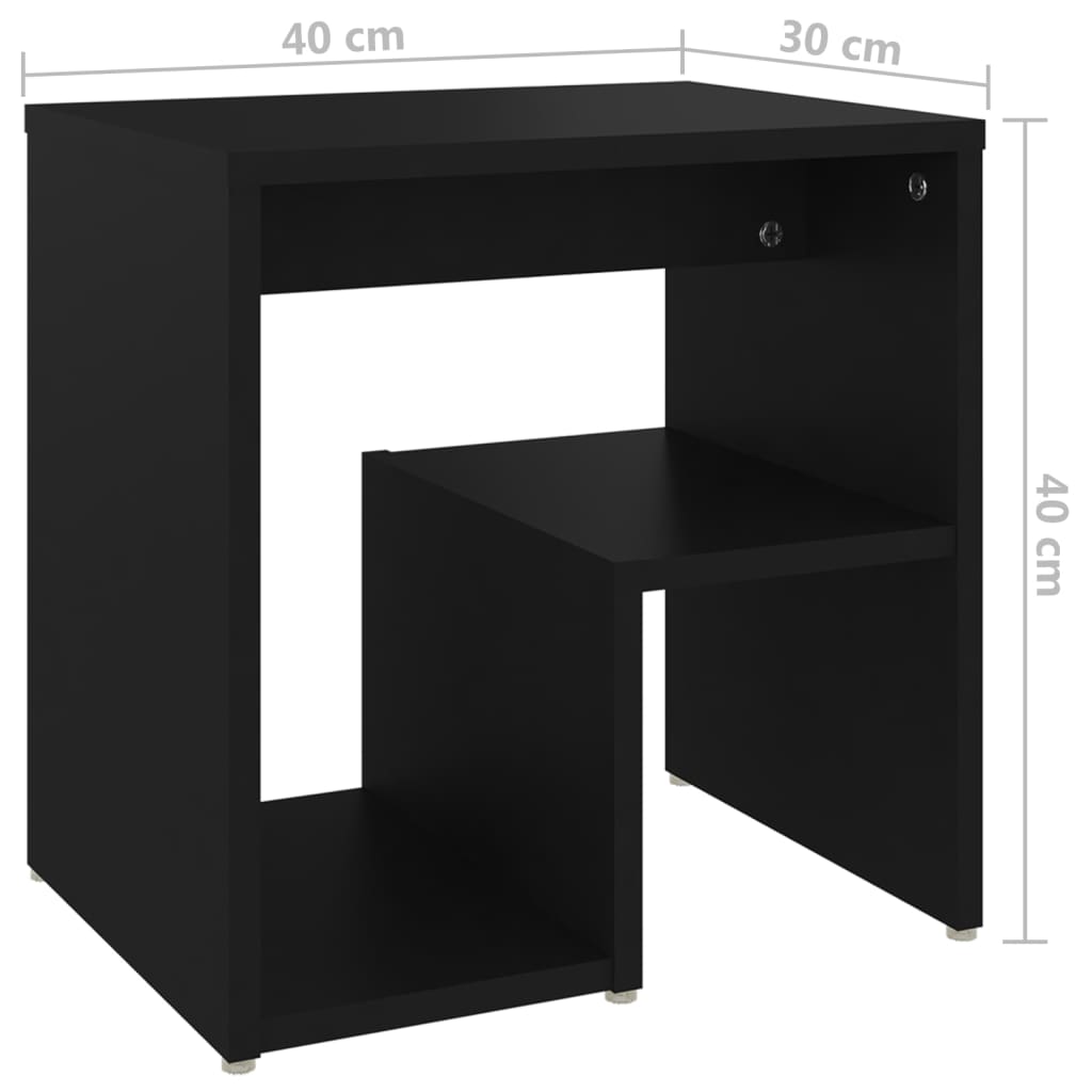 vidaXL Yöpöydät 2 kpl musta 40x30x40 cm tekninen puu