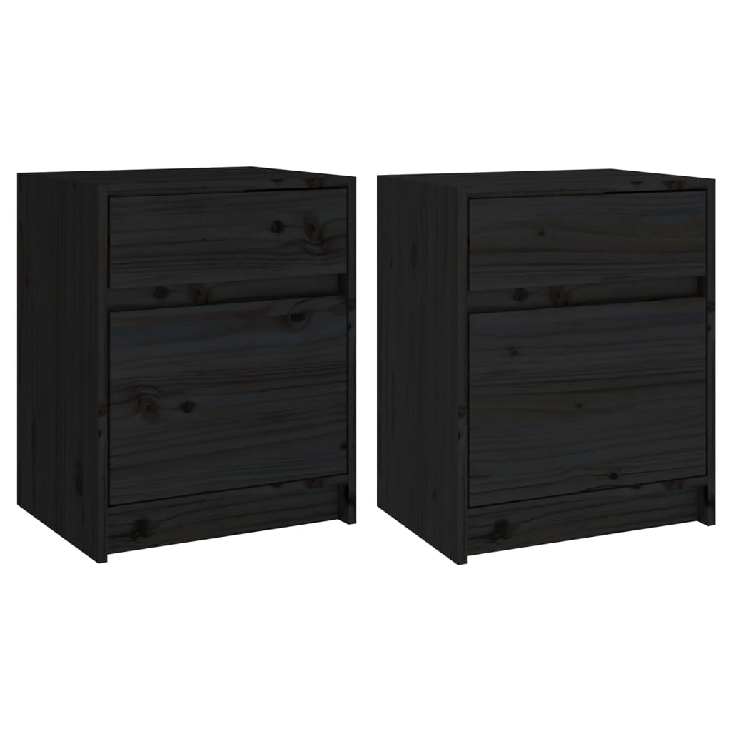 vidaXL Yöpöydät 2 kpl musta 40x31x50 cm täysi mänty