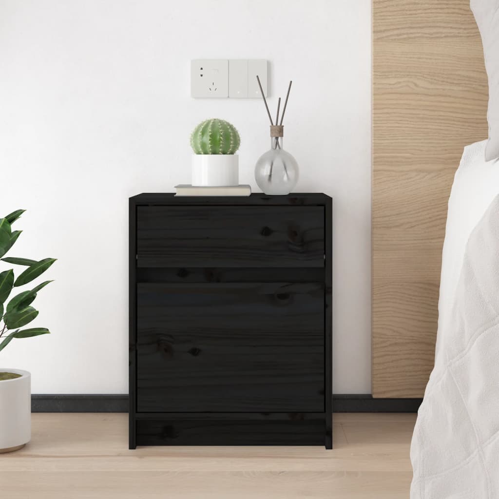 vidaXL Yöpöydät 2 kpl musta 40x31x50 cm täysi mänty