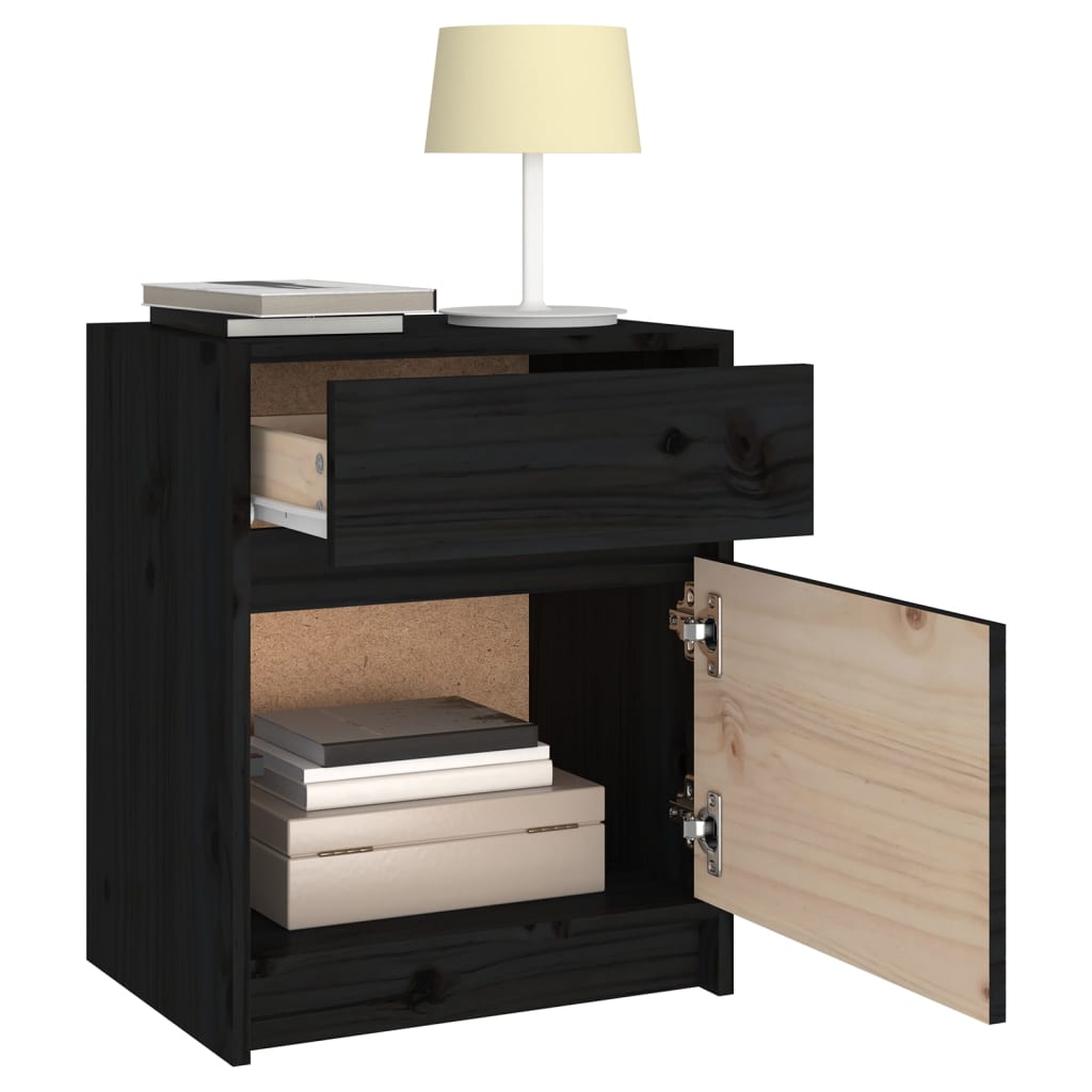 vidaXL Yöpöydät 2 kpl musta 40x31x50 cm täysi mänty