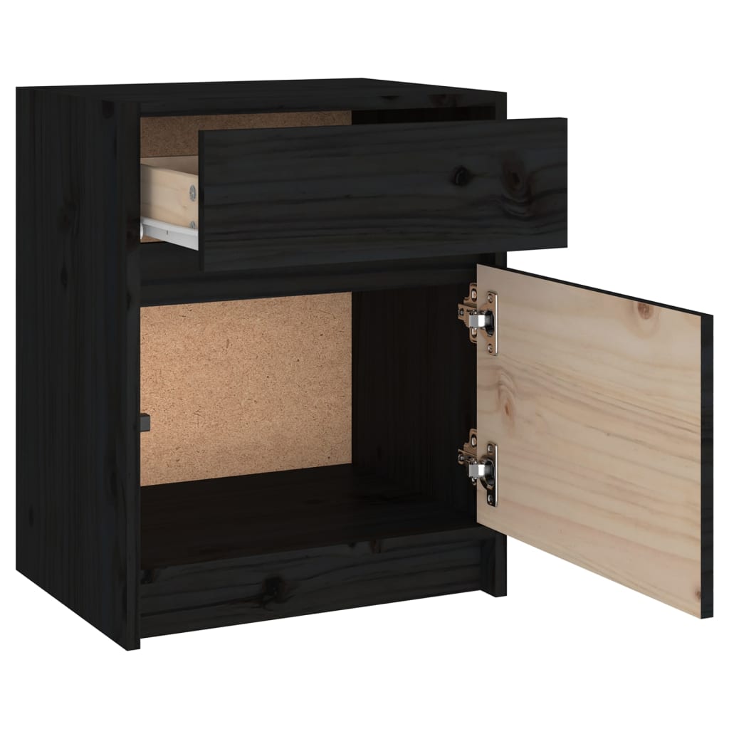vidaXL Yöpöydät 2 kpl musta 40x31x50 cm täysi mänty