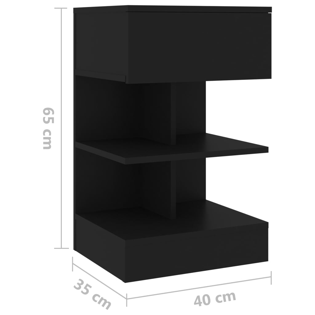 vidaXL Yöpöydät 2 kpl musta 40x35x65 cm